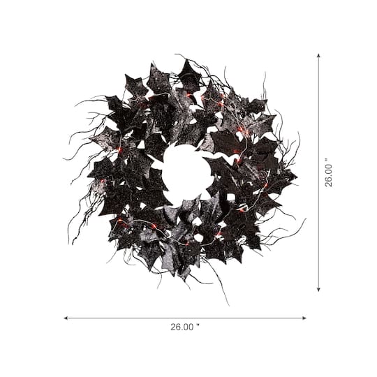 Glitzhome® 26" Lighted Halloween Bat Wreath